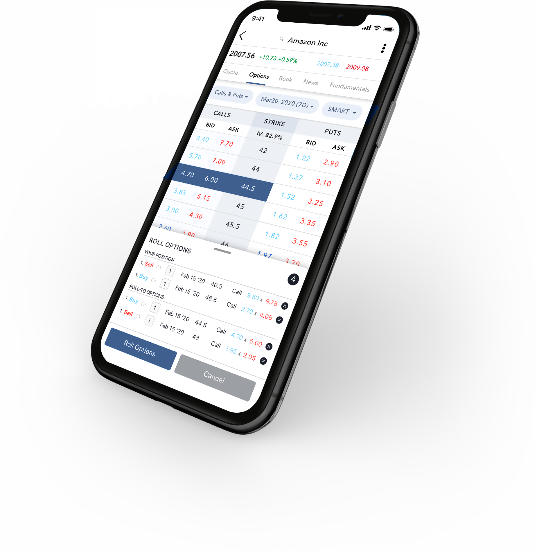 Herramienta de renovación de opciones en un móvil